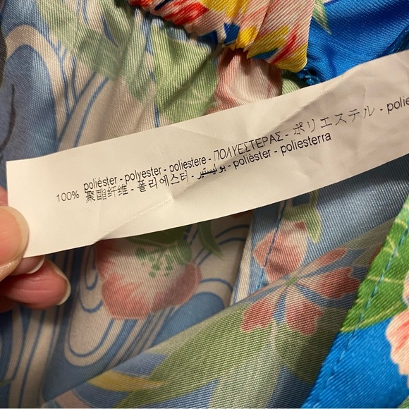 ZARA Blue Colorful Floral Wide-Leg Pants Light & Flowy Sz S Birds Butterflies - Picture 16 of 16